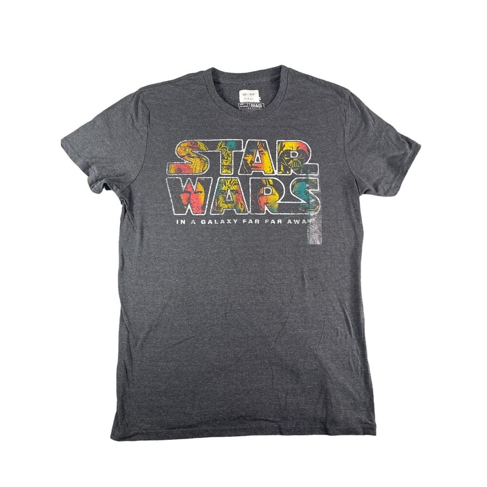Disney Star Wars Shirt Mens Medium Gray Galaxy Far Far Away Graphic Tee NWT READ